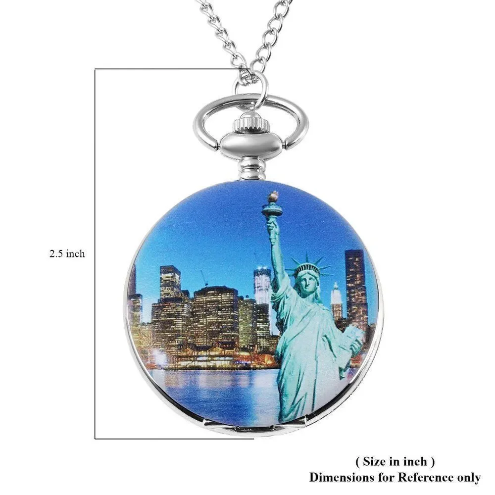 STRADA Statue of Liberty Pattern Pocket Watch Women's 31